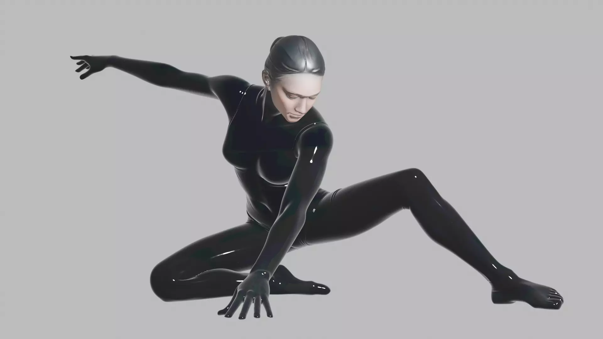 Female Performer Glossy Bodysuit Pose 3D model