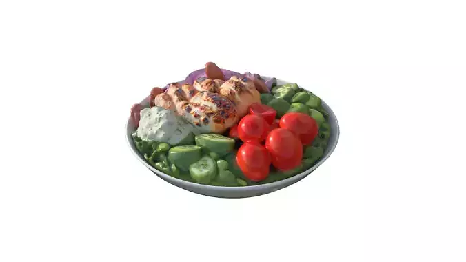 Grilled Chicken Salad Bowl Low-poly 3D model 5