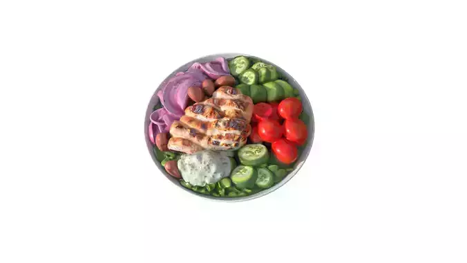 Grilled Chicken Salad Bowl Low-poly 3D model 4