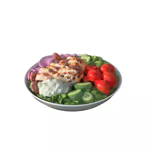 Grilled Chicken Salad Bowl Low-poly 3D model 7