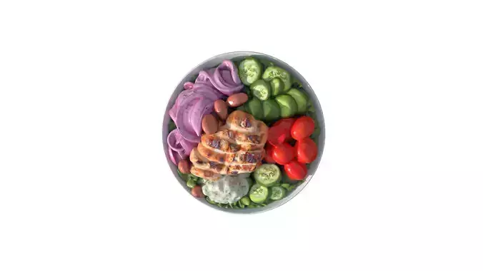Grilled Chicken Salad Bowl Low-poly 3D model 3