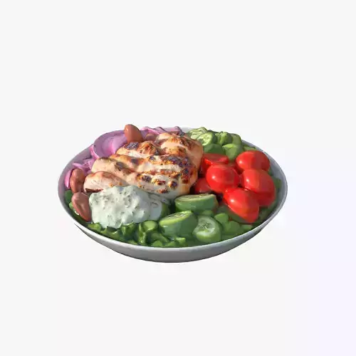 Grilled Chicken Salad Bowl Low-poly 3D model 6
