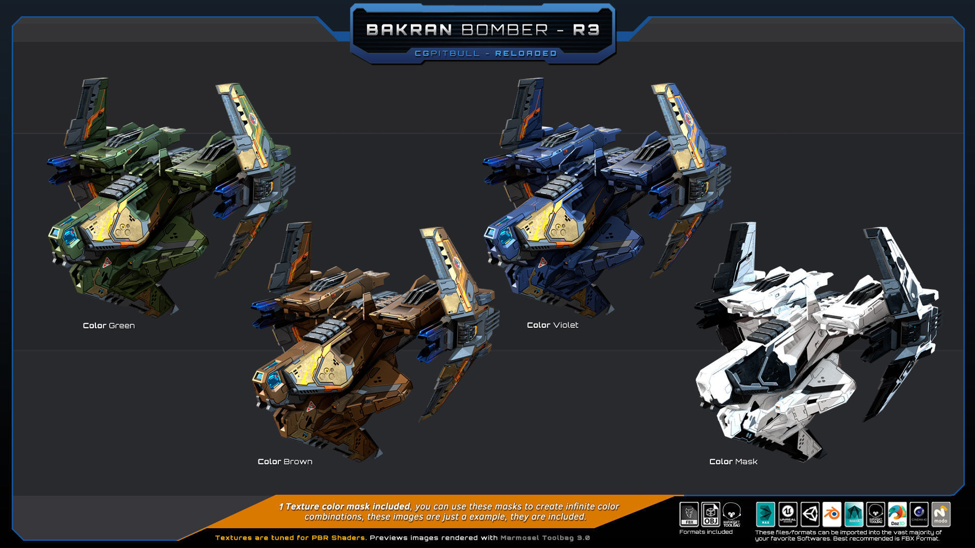 BAKRAN Bomber R3 Spacecraft Low-poly 3D model_2