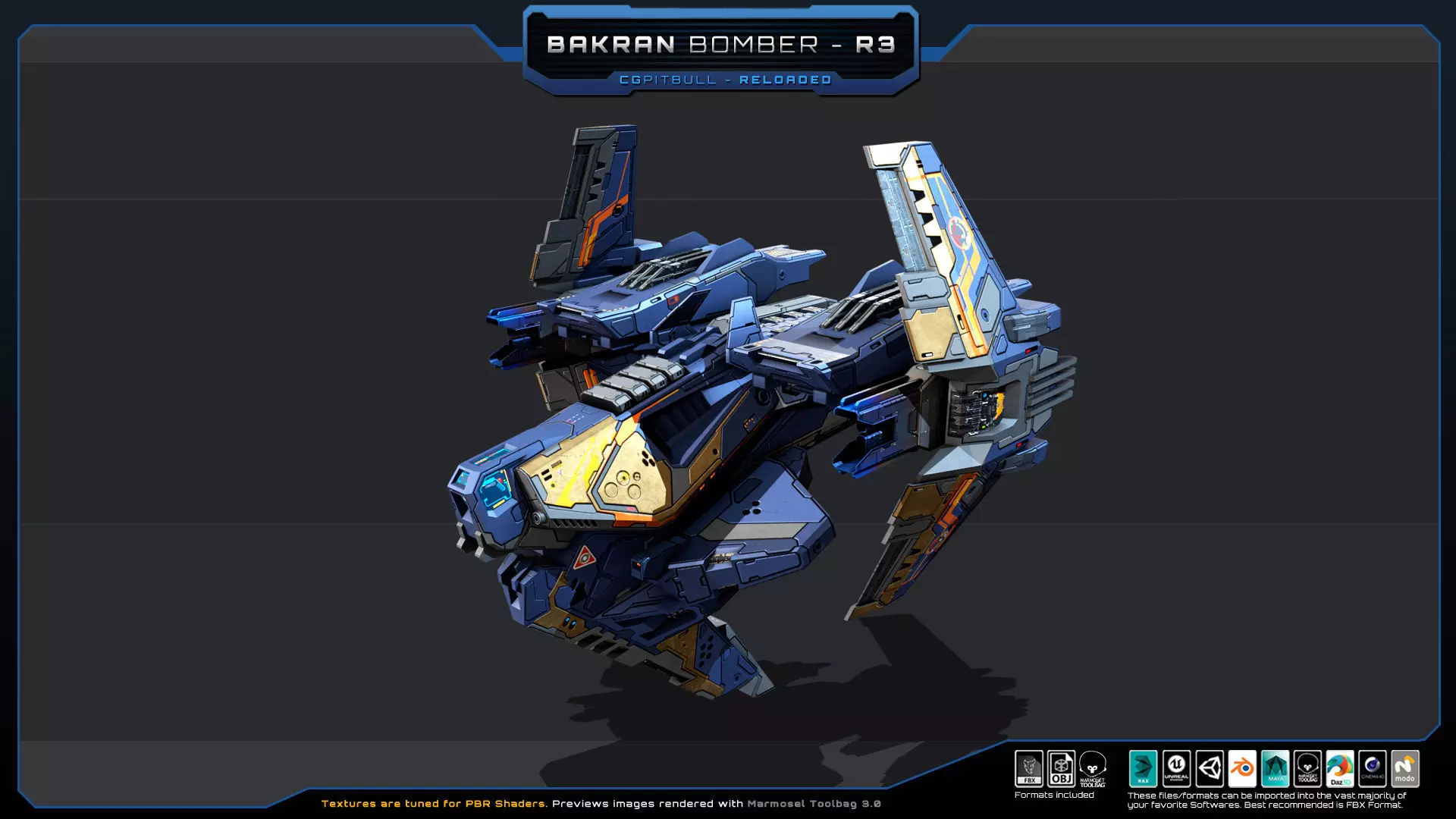 BAKRAN Bomber R3 Spacecraft Low-poly 3D model_0