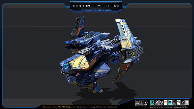 BAKRAN Bomber R3 Spacecraft Low-poly 3D model