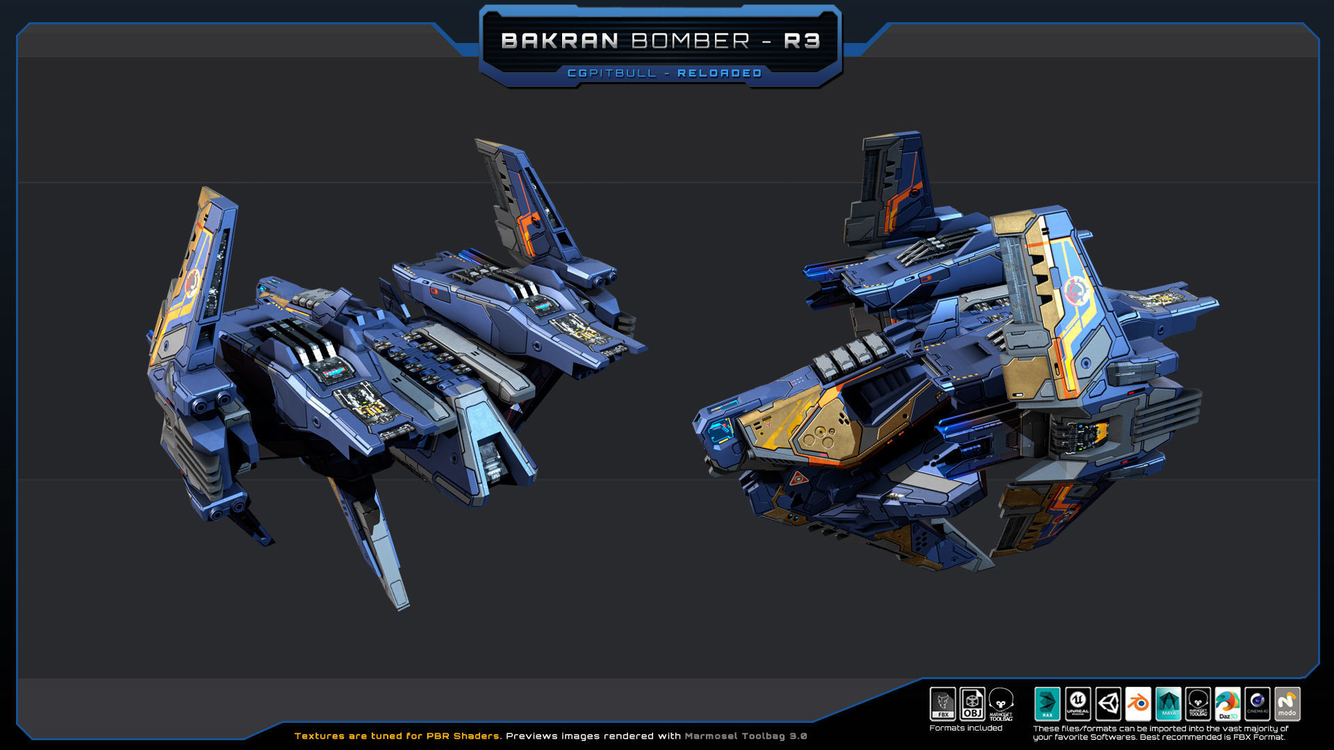 BAKRAN Bomber R3 Spacecraft Low-poly 3D model_4