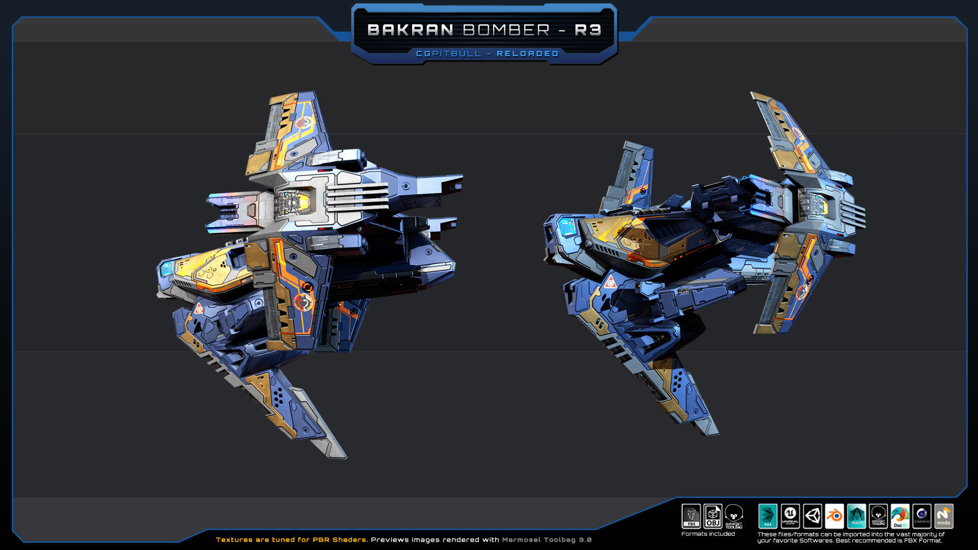 BAKRAN Bomber R3 Spacecraft Low-poly 3D model_3