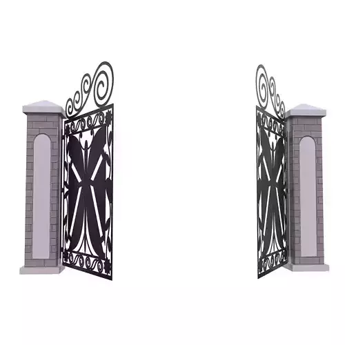 Black Ornamental Iron Gate Low Poly PBR Architectural 3D Model Low-poly 3D model 4