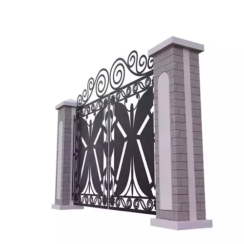Black Ornamental Iron Gate Low Poly PBR Architectural 3D Model Low-poly 3D model 6