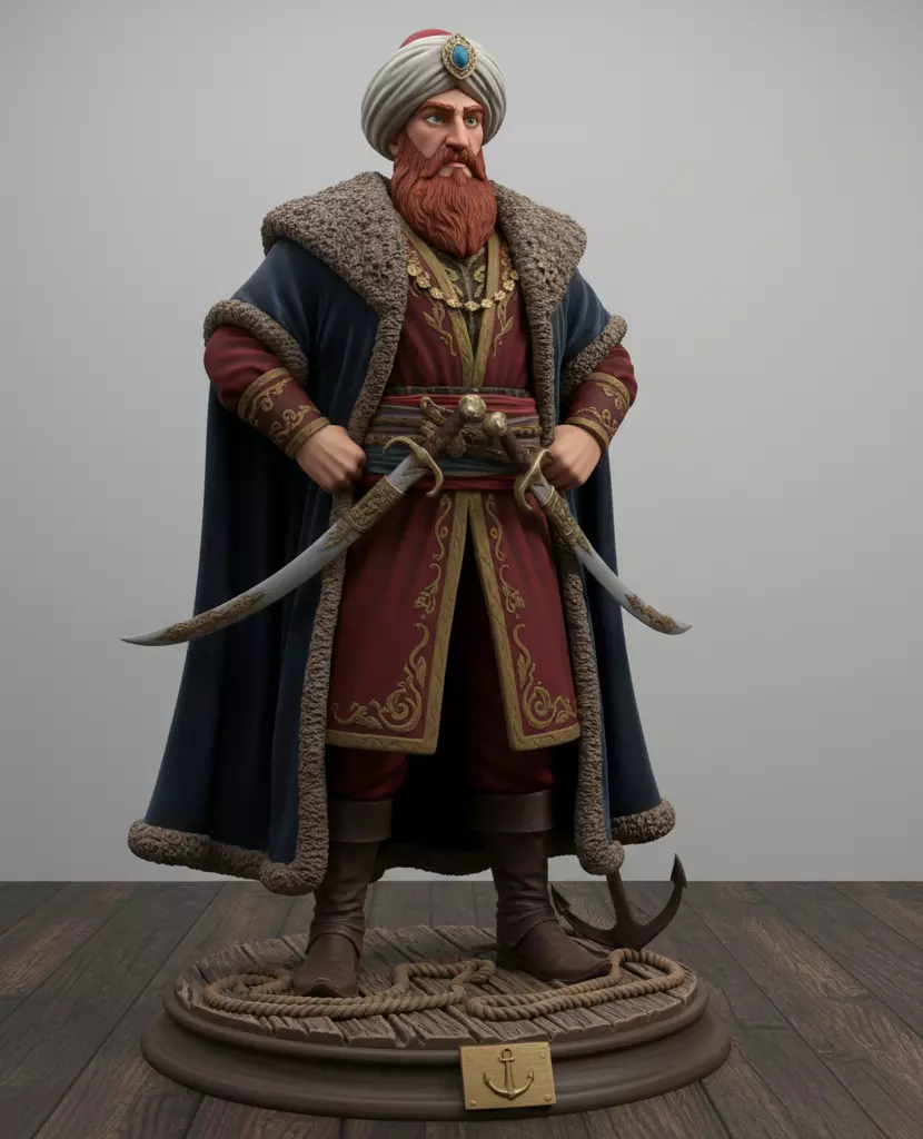 Barbaros Hayrettin Pasha Stylized 3D Miniature for Printing 3D print model