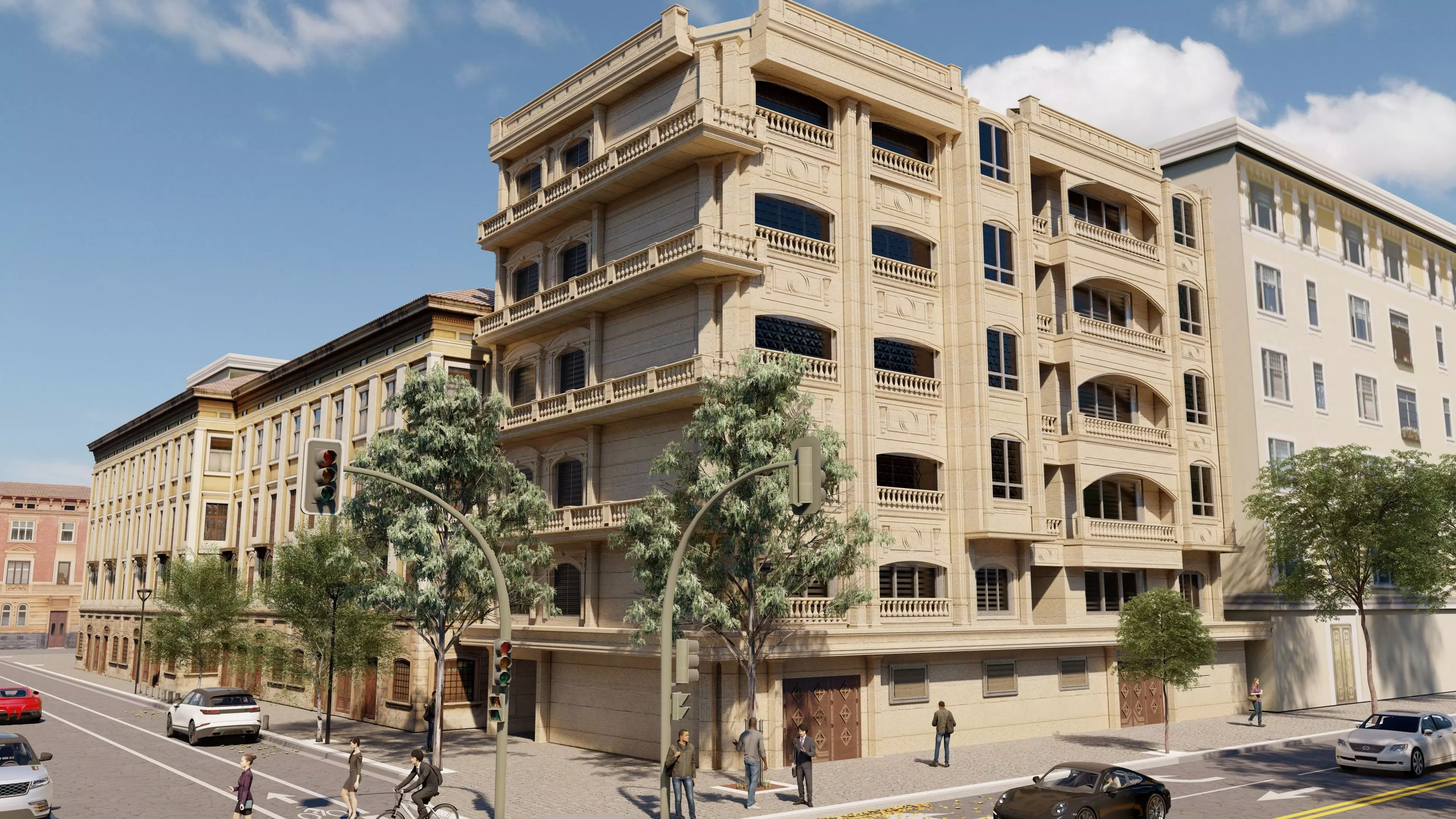 Classic stone facade-Building Classic Facade Element 3D model