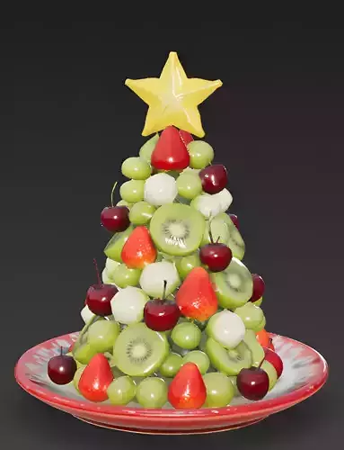 Edible Fruit Arrangement Christmas Tree 3D Model Low-poly 3D model 2