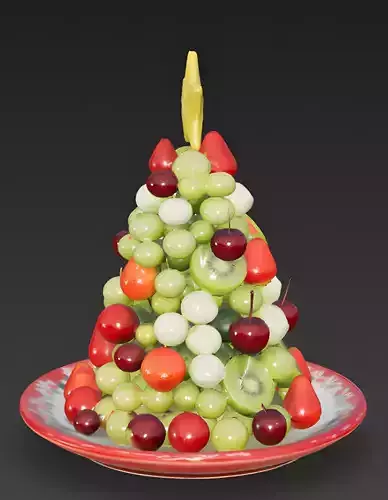 Edible Fruit Arrangement Christmas Tree 3D Model Low-poly 3D model 3
