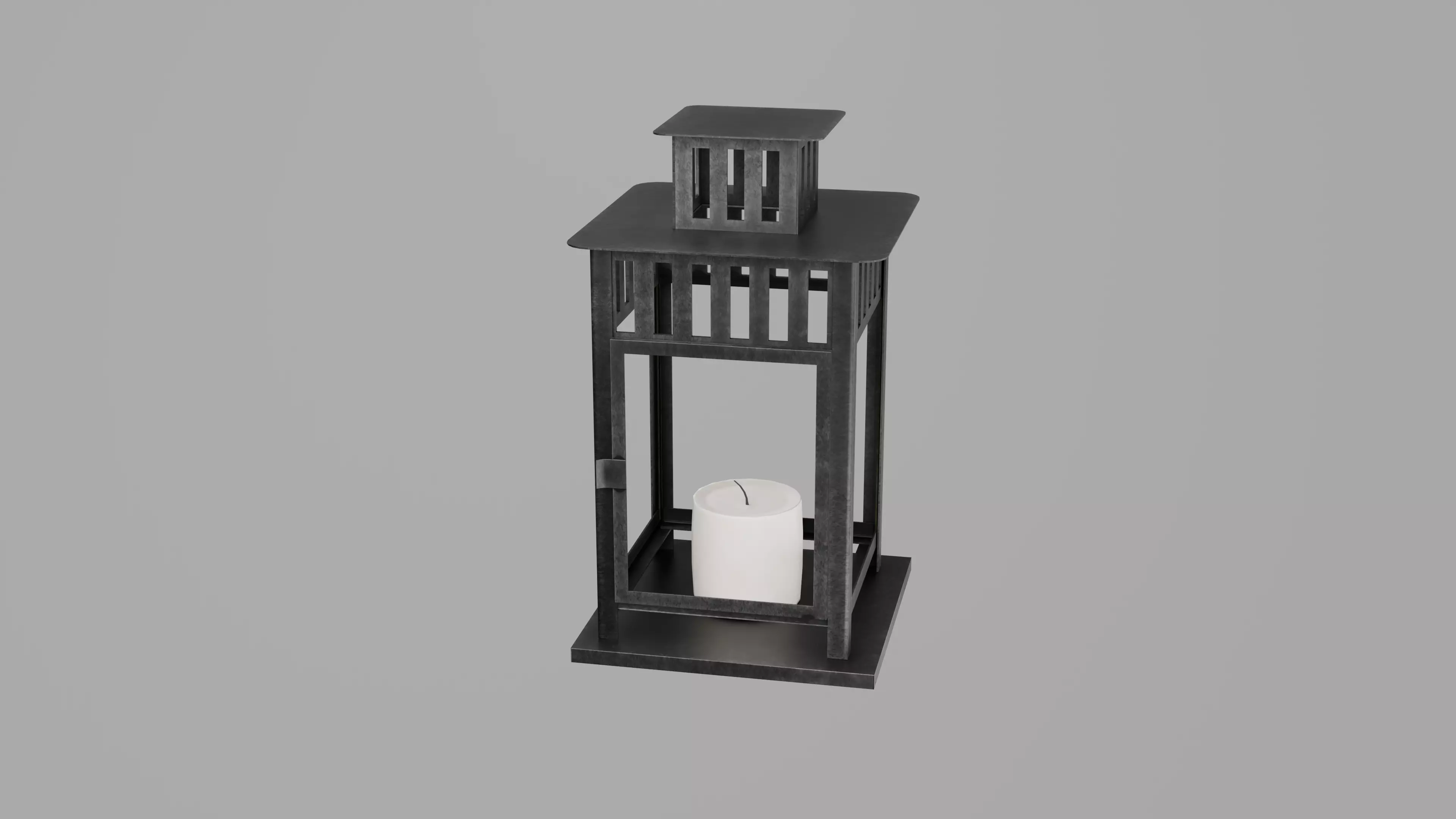 Square Metal Candle Holder Lantern Low-poly 3D model