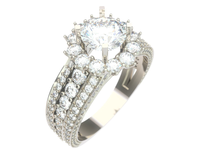 Ring diamond engagement gold 3D print model