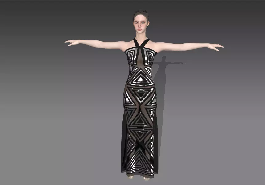 black and metalic art deco modern halterneck Low-poly 3D model