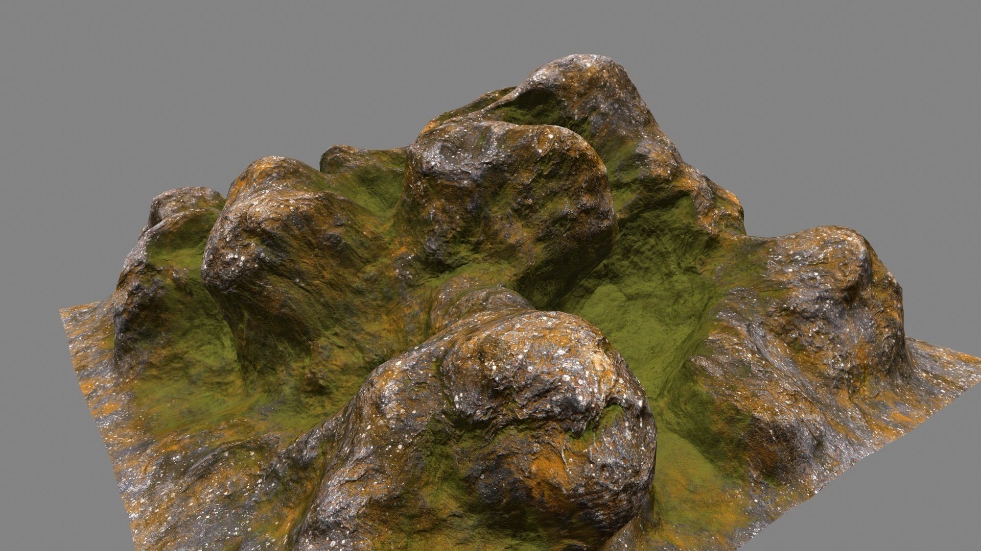 Rocks rock with grass Low-poly 3D model_10