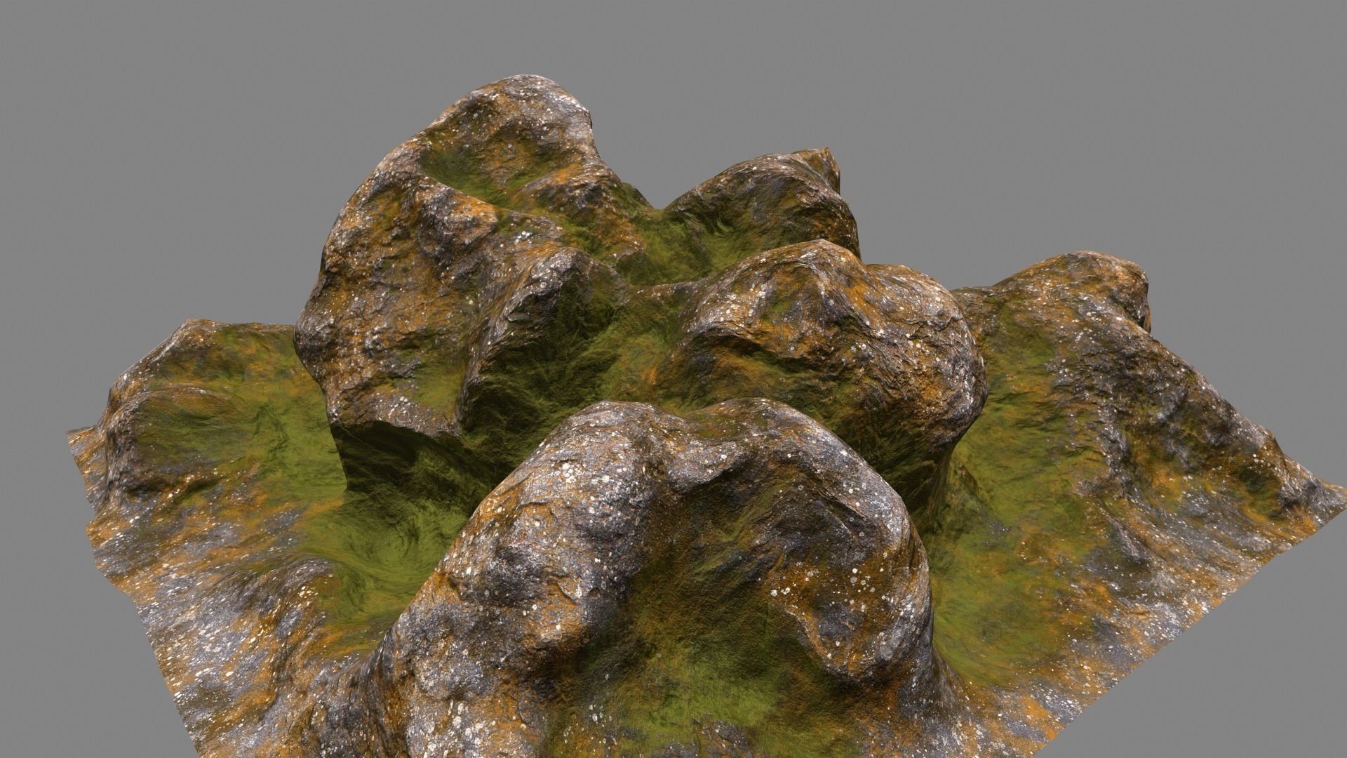 Rocks rock with grass Low-poly 3D model_3