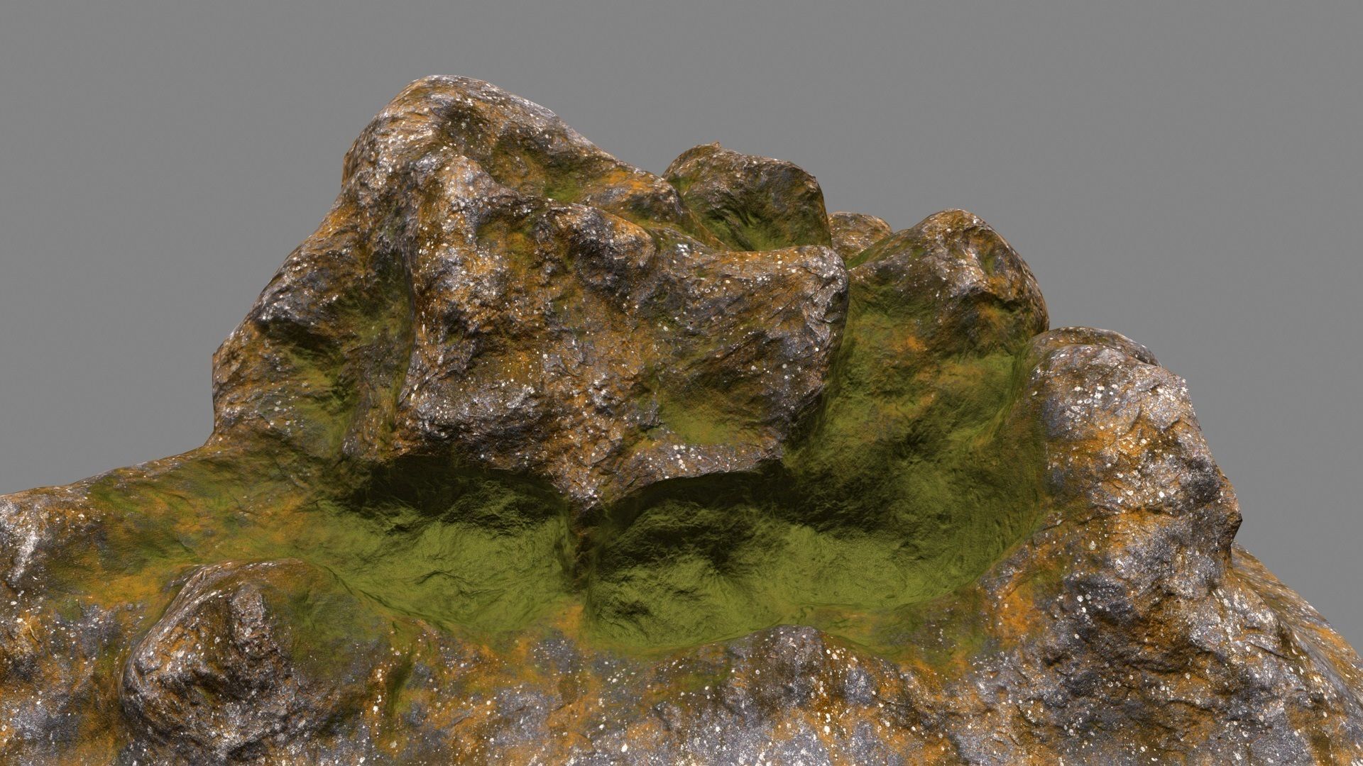 Rocks rock with grass Low-poly 3D model_2