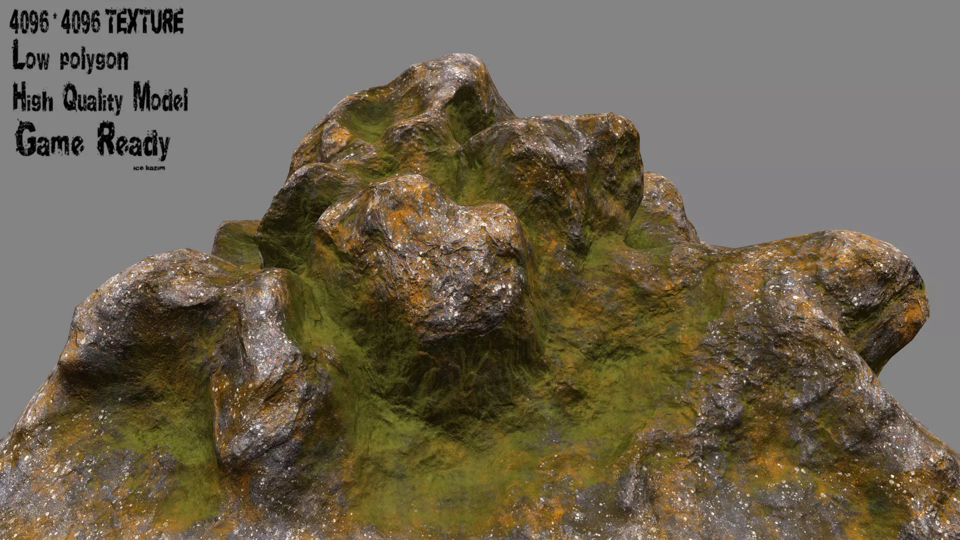 Rocks rock with grass Low-poly 3D model_0
