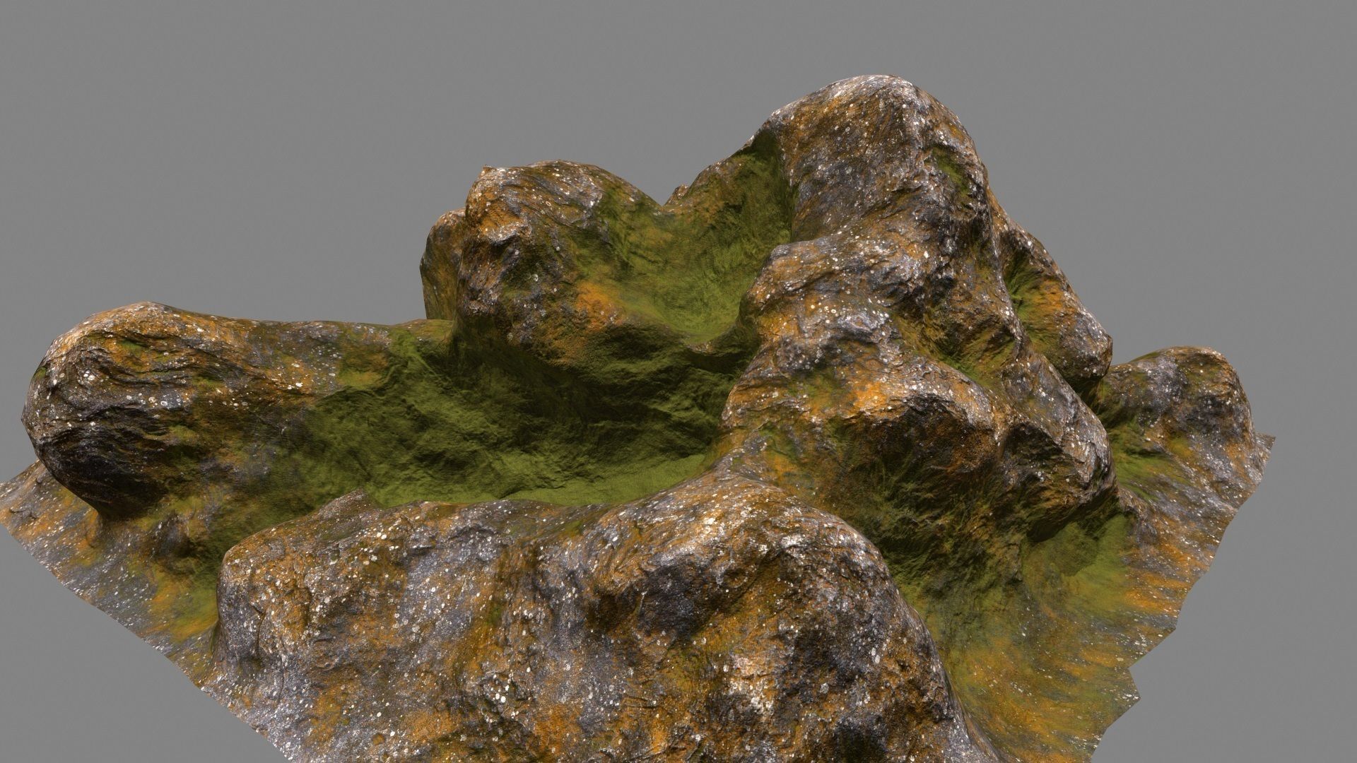 Rocks rock with grass Low-poly 3D model_5