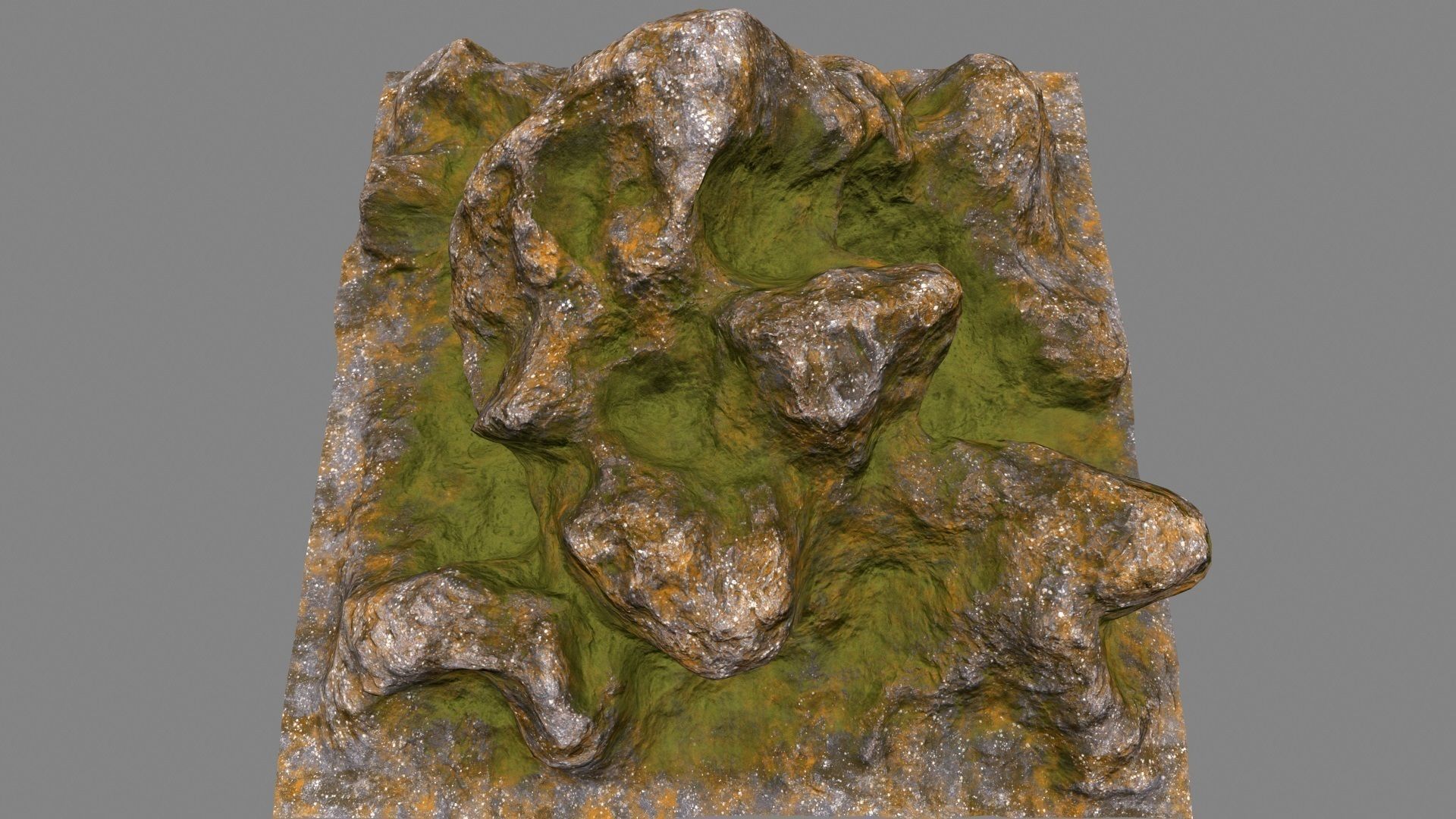 Rocks rock with grass Low-poly 3D model_12