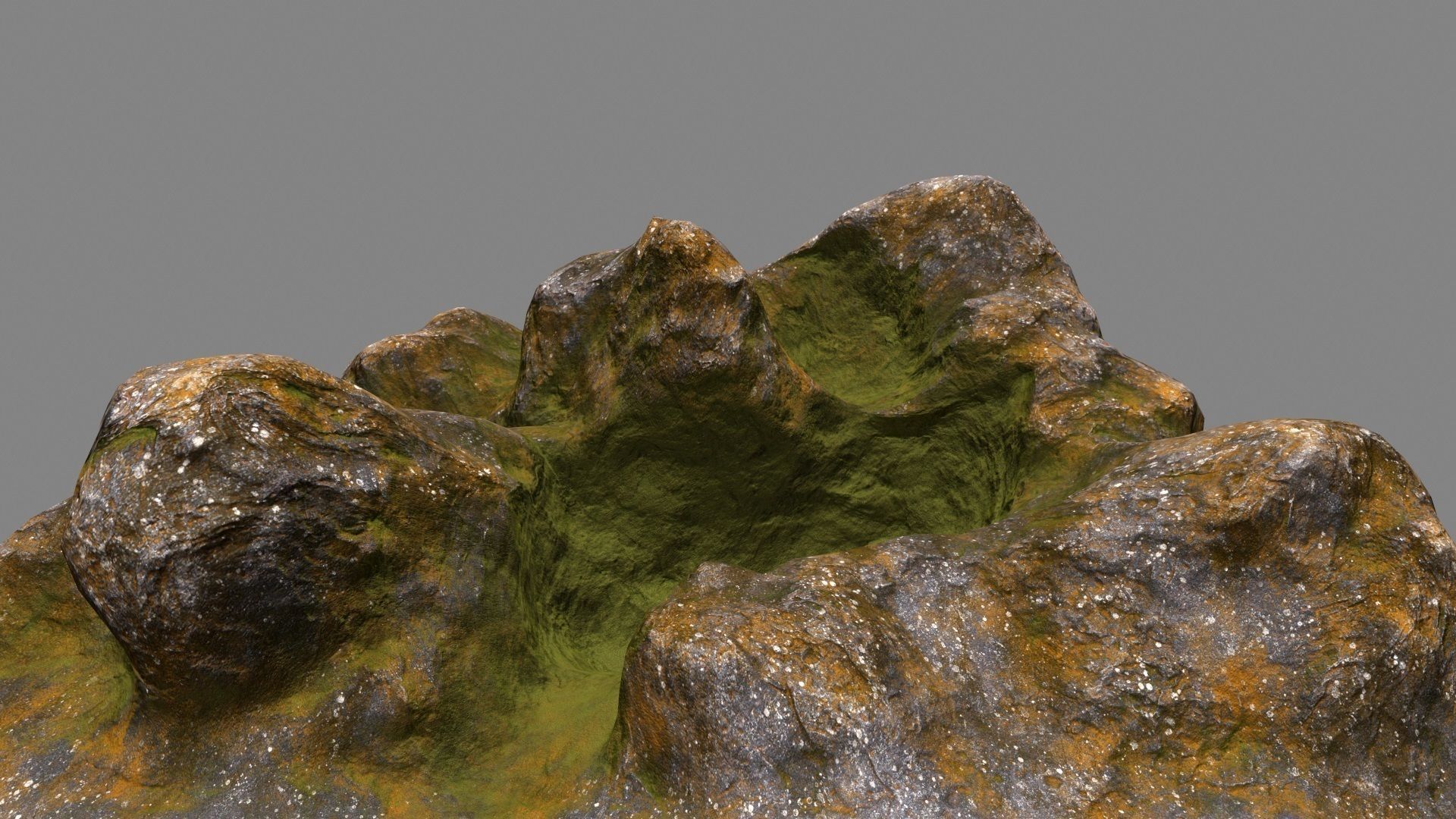 Rocks rock with grass Low-poly 3D model_4