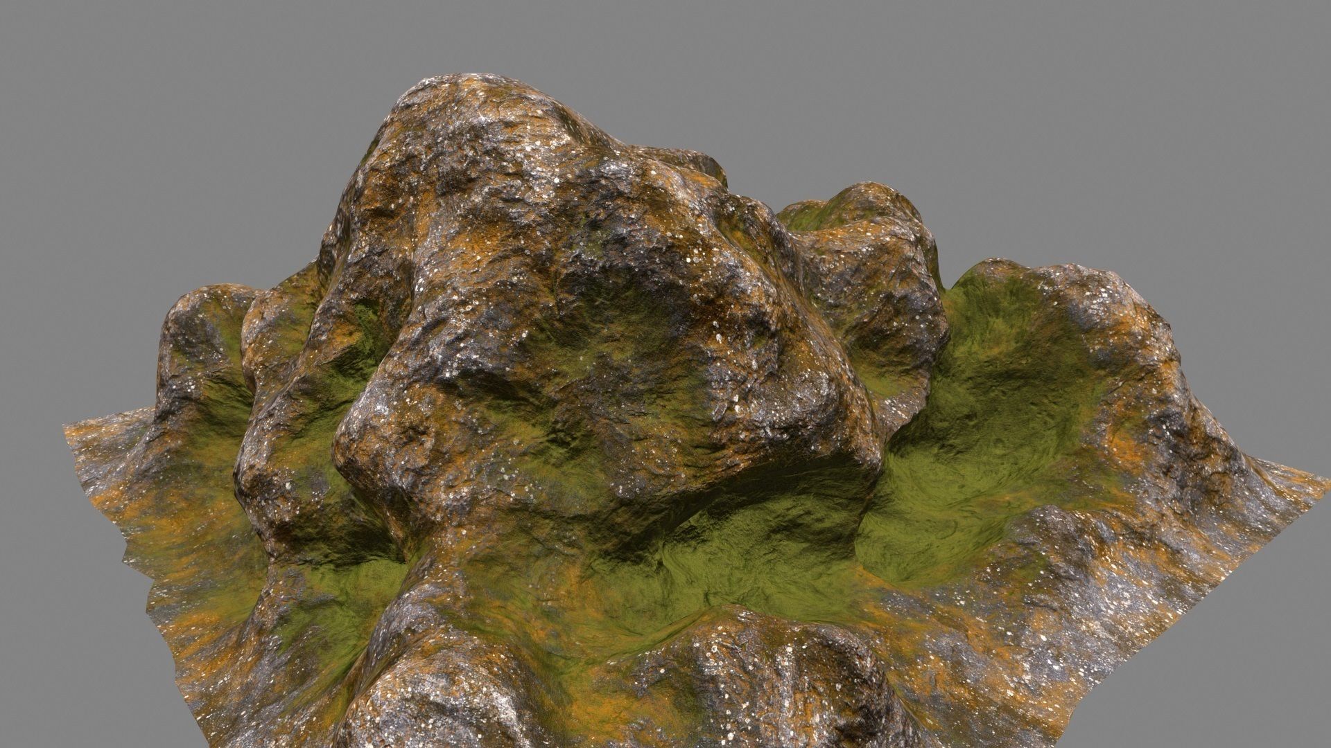 Rocks rock with grass Low-poly 3D model_8