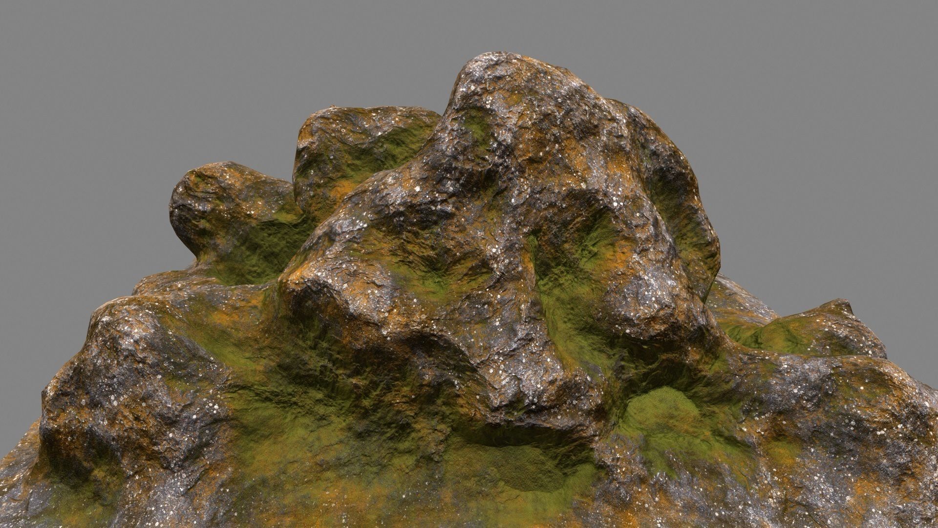 Rocks rock with grass Low-poly 3D model_7
