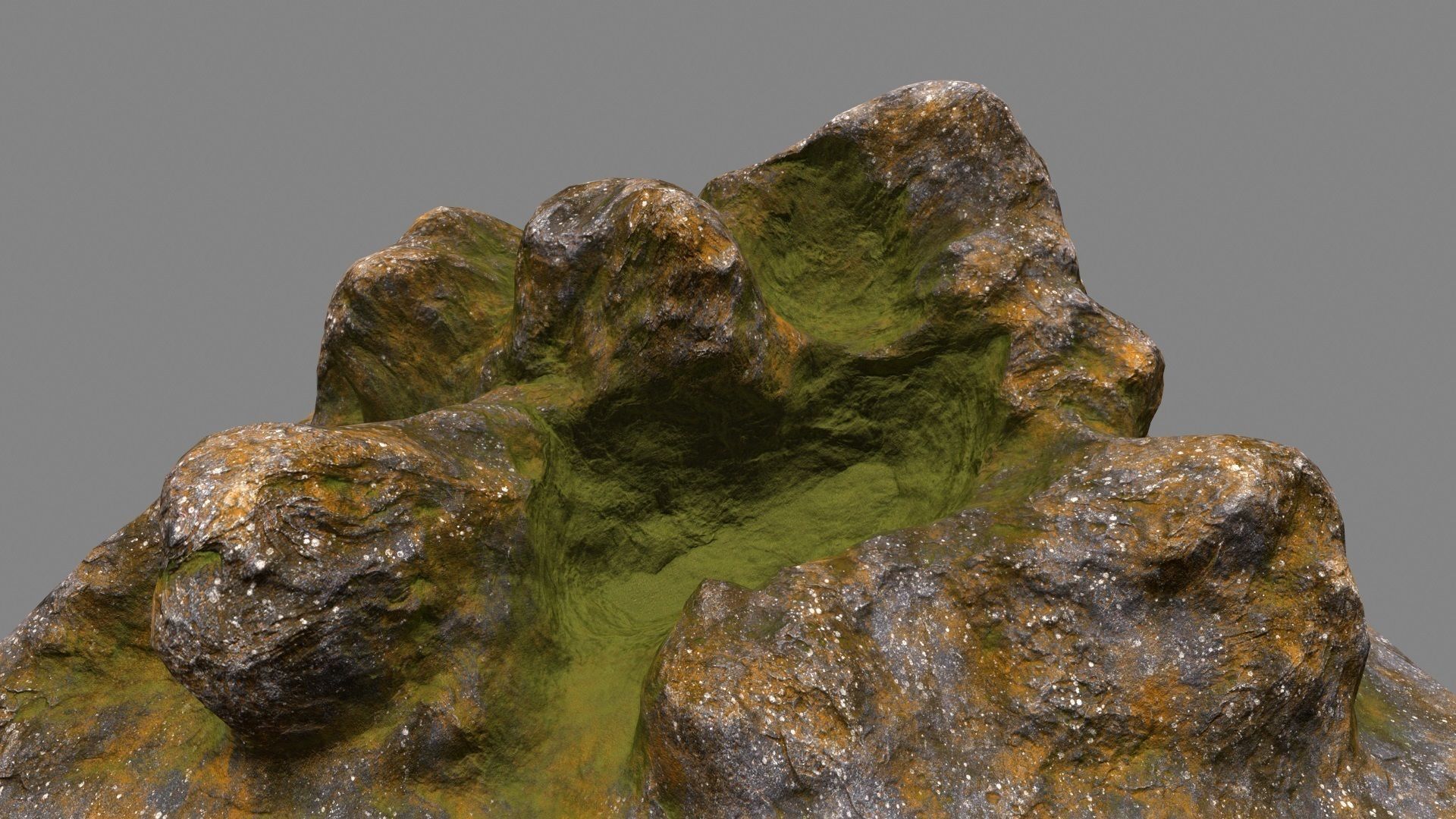 Rocks rock with grass Low-poly 3D model_6