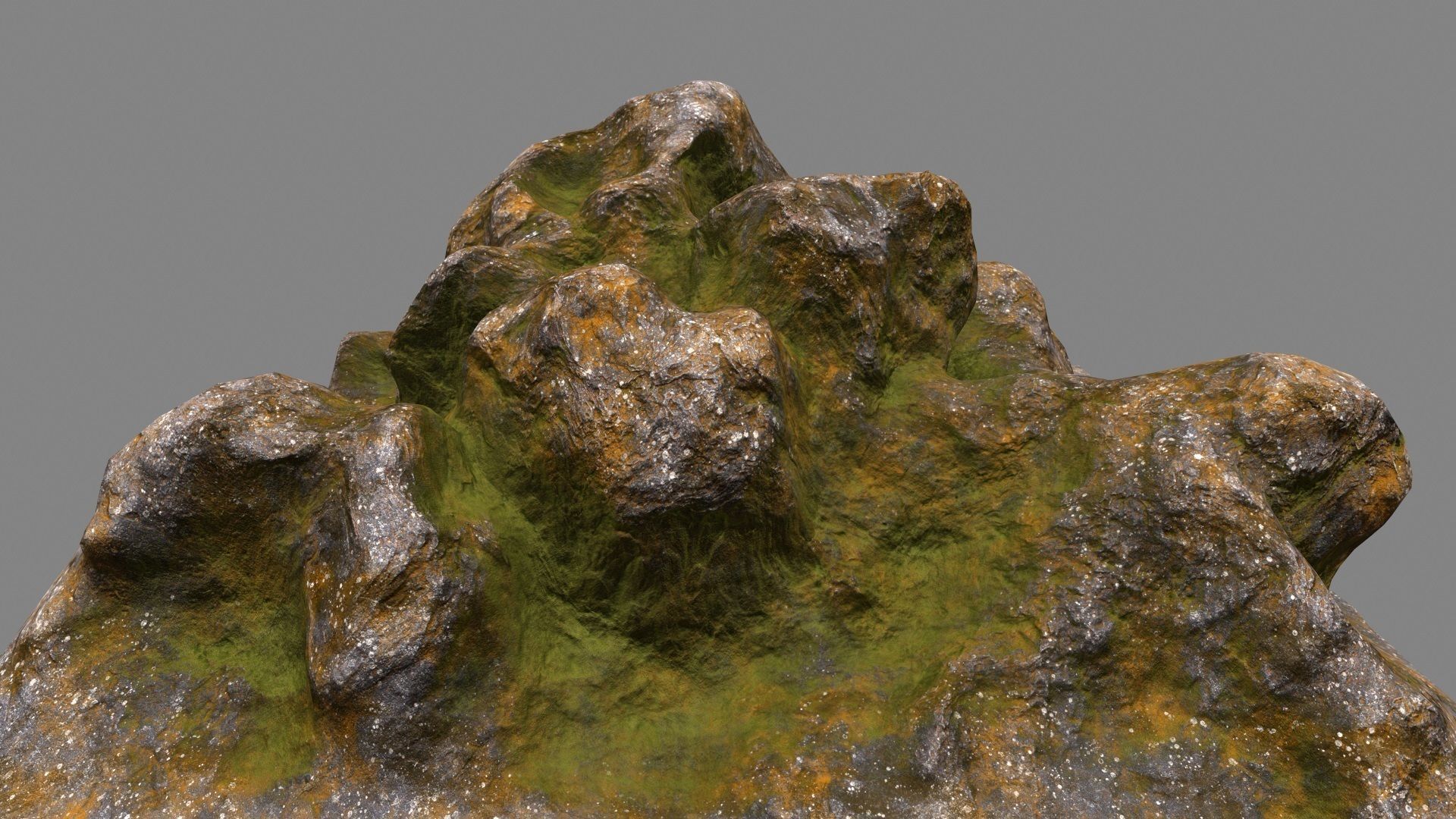 Rocks rock with grass Low-poly 3D model_9