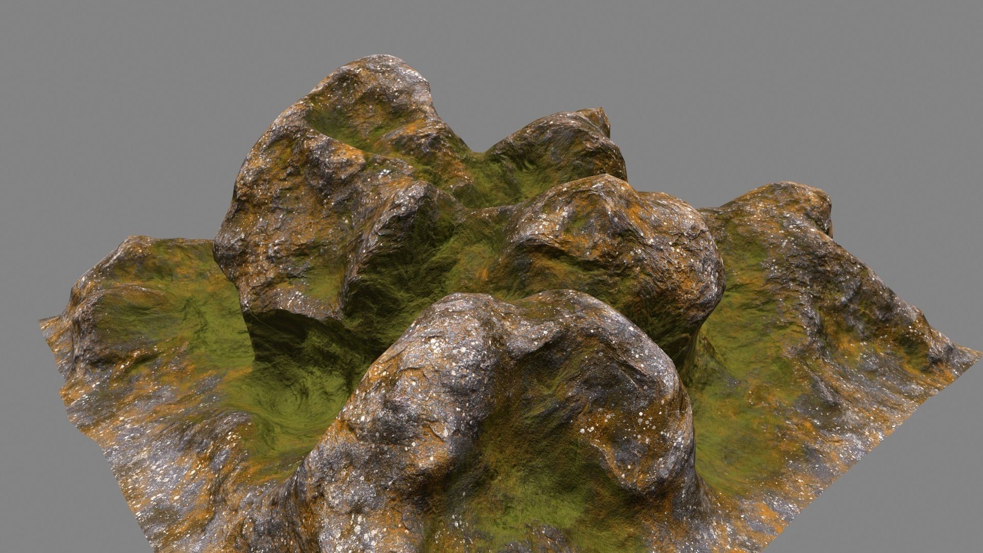 Rocks rock with grass Low-poly 3D model_11