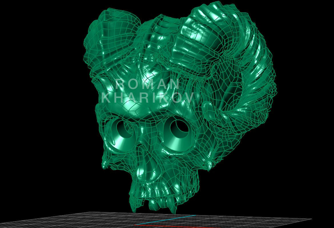 Horned Skull Ring with Gem 3dm Rhinoceros model  for 3d printing 3D print model_5