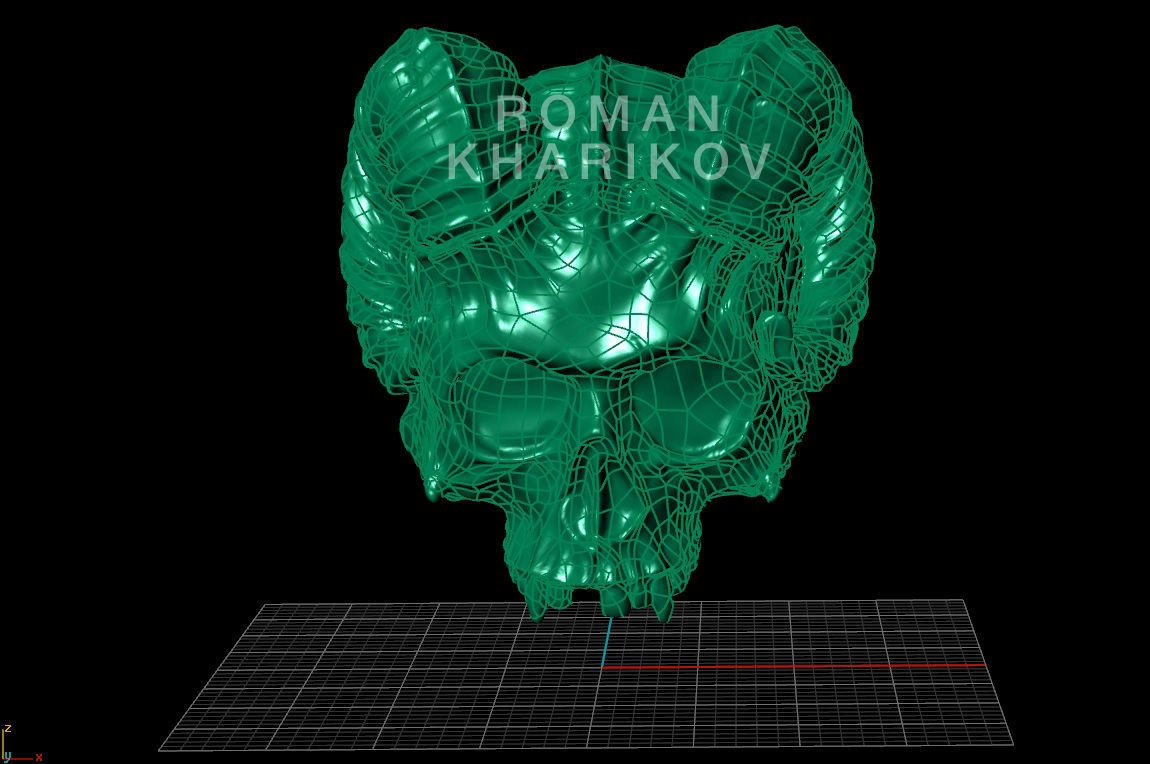 Horned Skull Ring with Gem 3dm Rhinoceros model  for 3d printing 3D print model_6