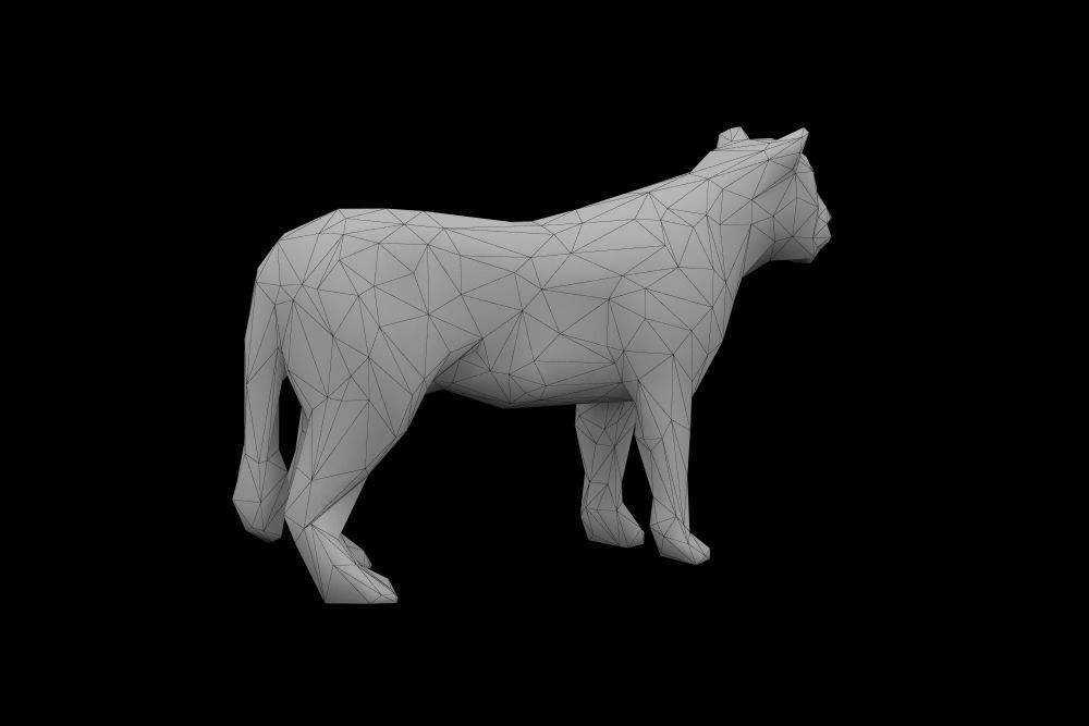 Low Poly Lion polygonal tiger Low-poly 3D model_9