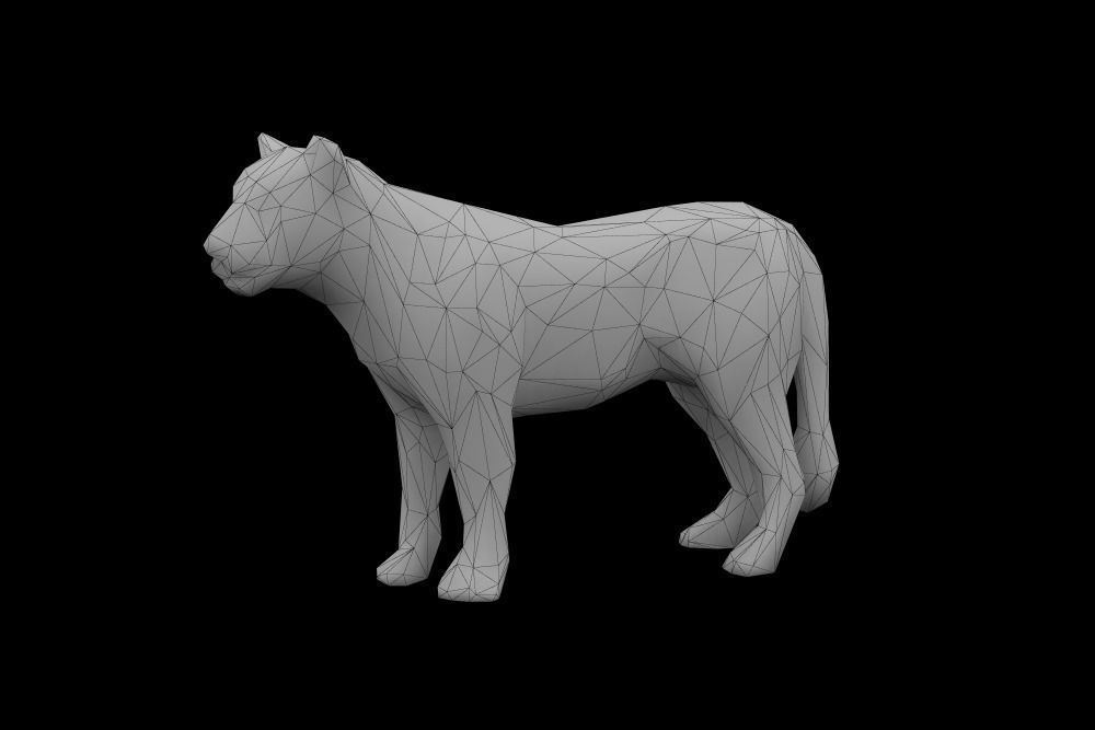 Low Poly Lion polygonal tiger Low-poly 3D model_2