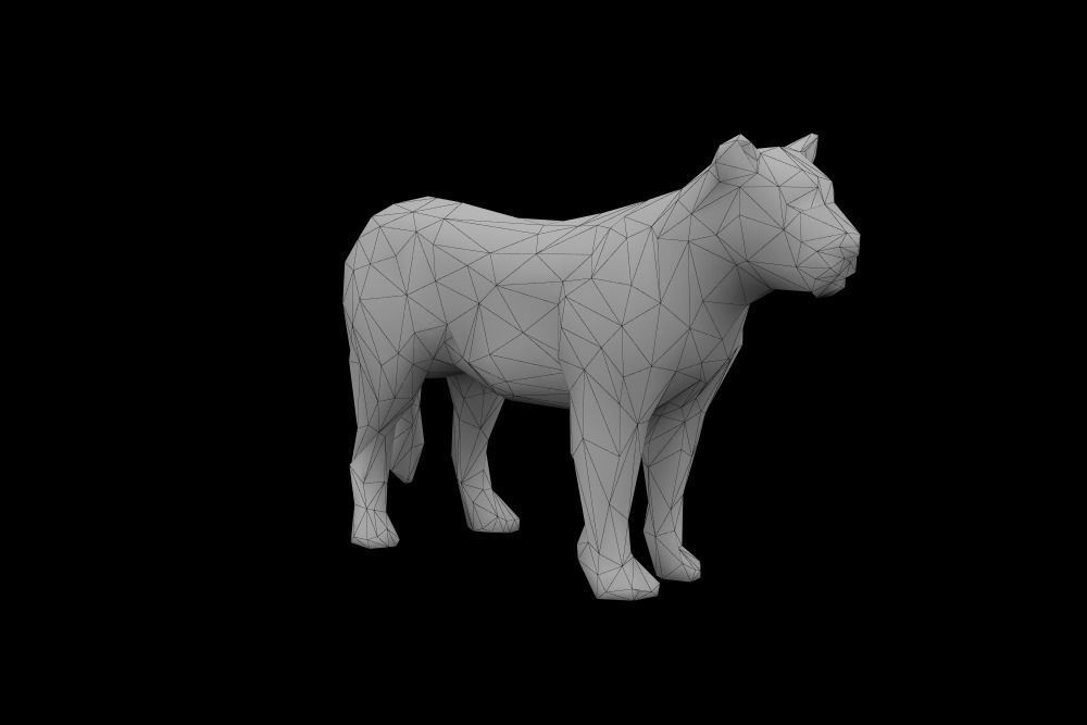 Low Poly Lion polygonal tiger Low-poly 3D model_4