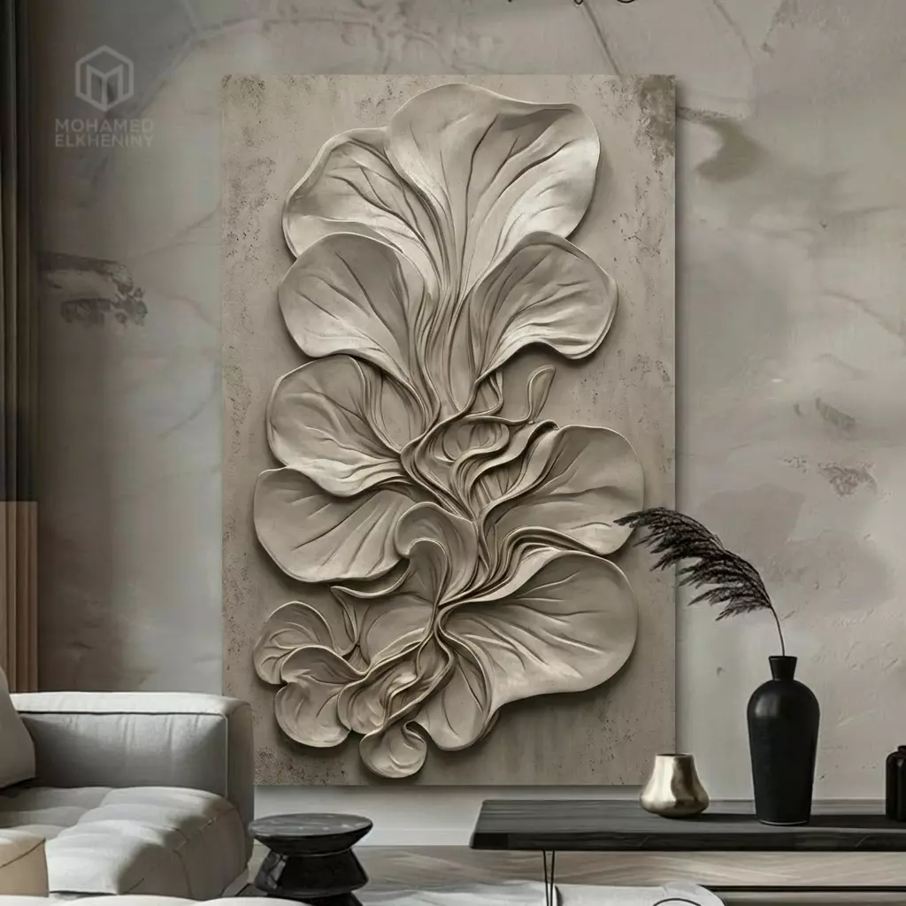 Fluid Organic Relief Panel Wall Decor Set STL Mural CNC 373 3D model