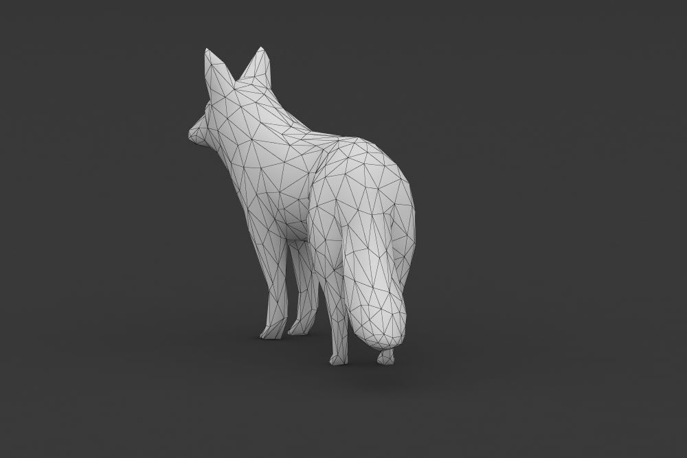 Low Poly Fox polygonal Low-poly 3D model_9