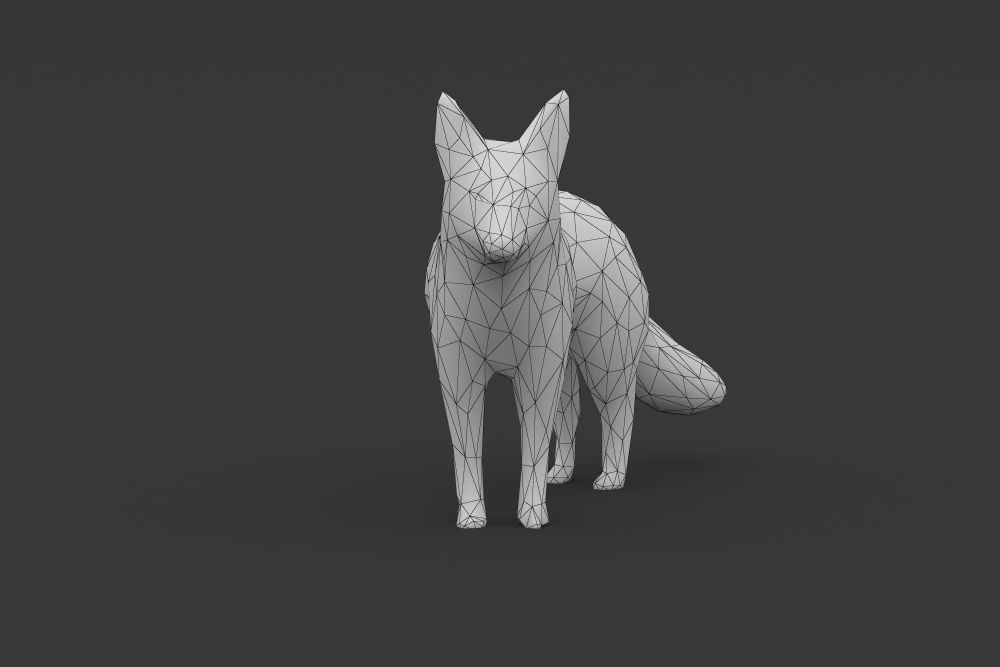 Low Poly Fox polygonal Low-poly 3D model_3