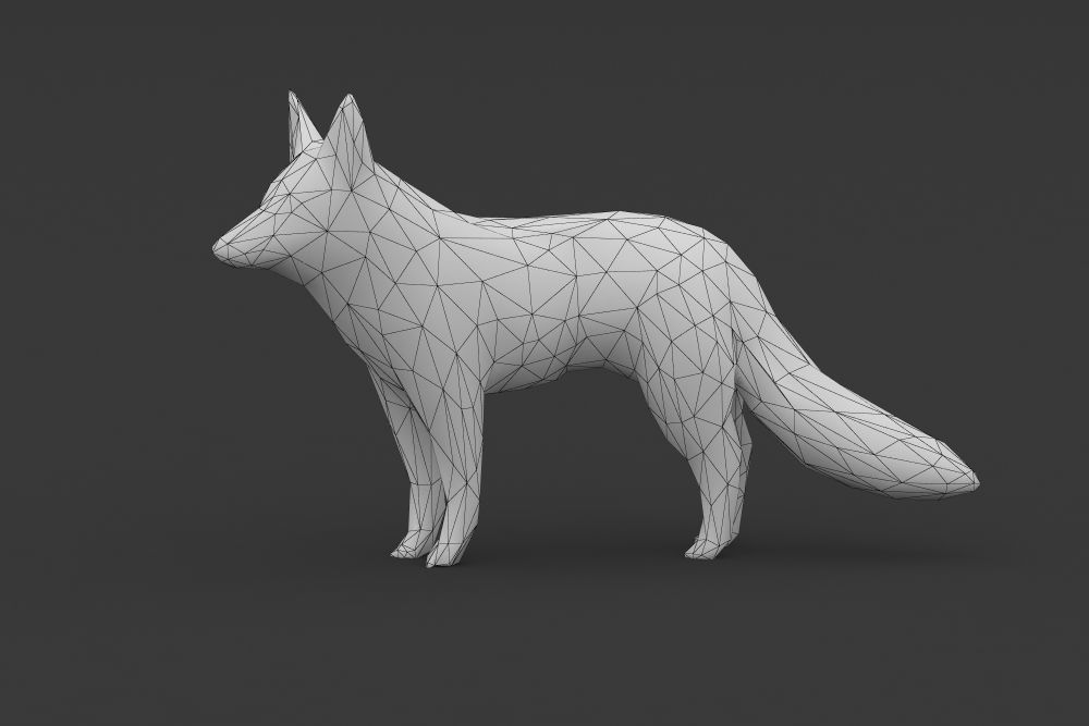 Low Poly Fox polygonal Low-poly 3D model_1
