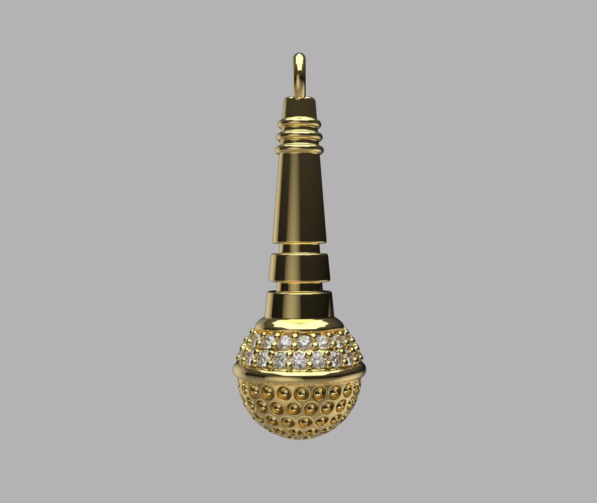 Dije Microfono con diamantes - Microphone necklace with diamonds 3D print model