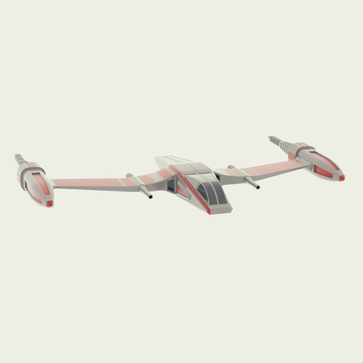 Starfighter old star wars fighter Low-poly 3D model_18