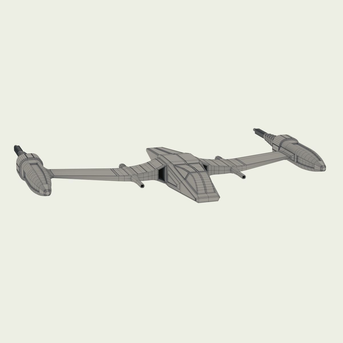 Starfighter old star wars fighter Low-poly 3D model_13