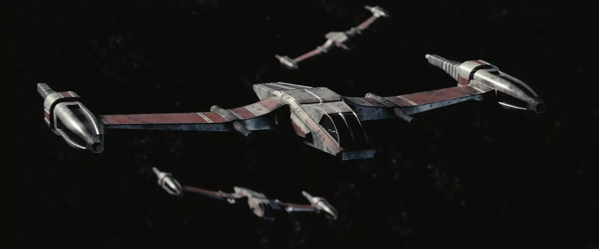 Starfighter old star wars fighter Low-poly 3D model_0