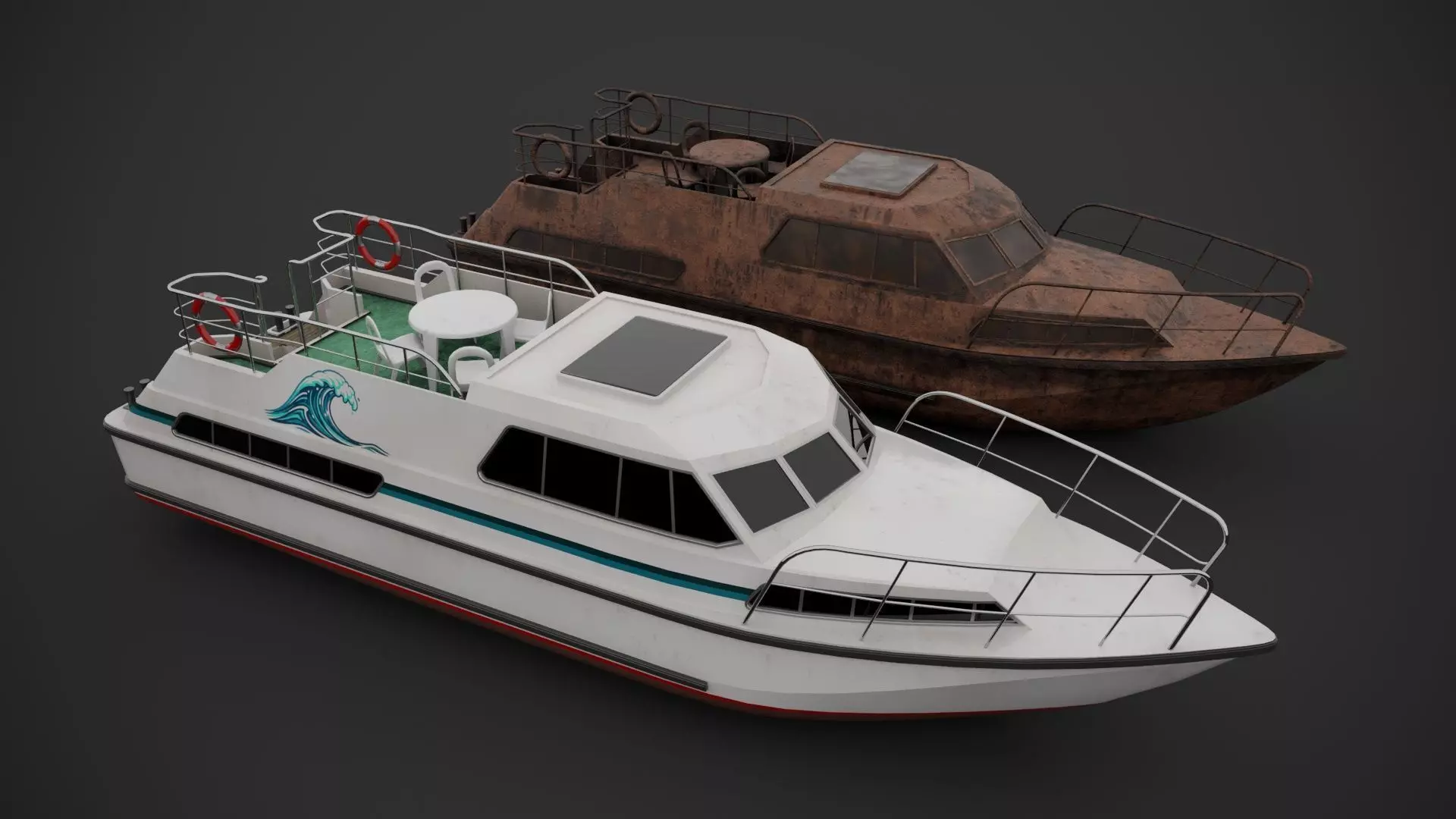 Holiday motorboat Low-poly 3D model