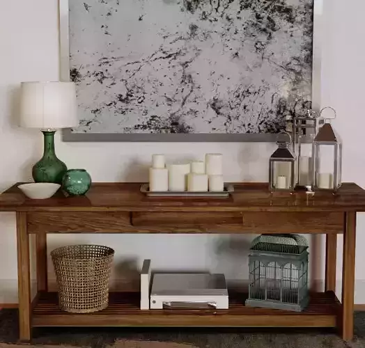 Console table with lamp
