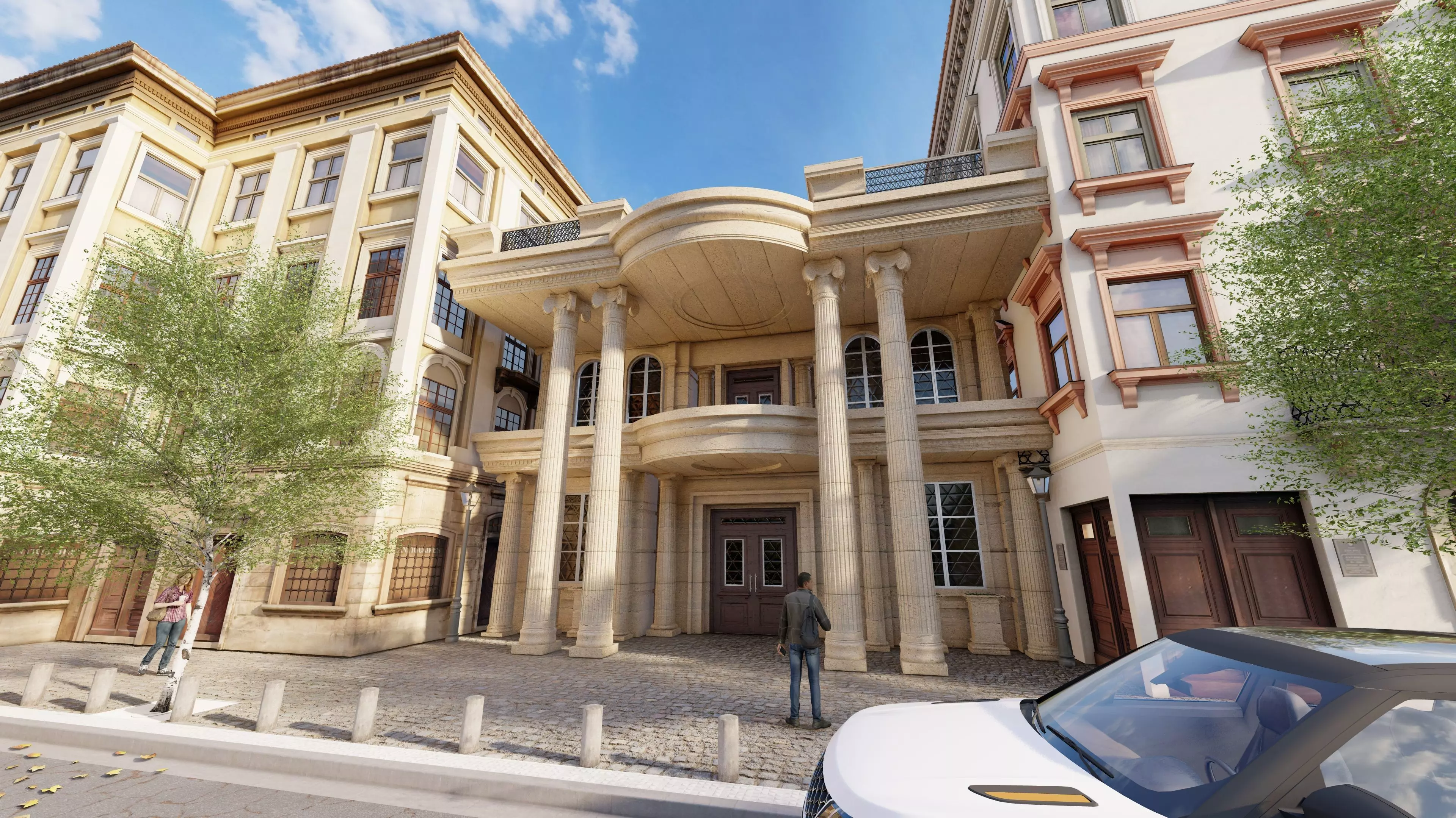 Classic stone facade-Building Classic Facade Element 3D model