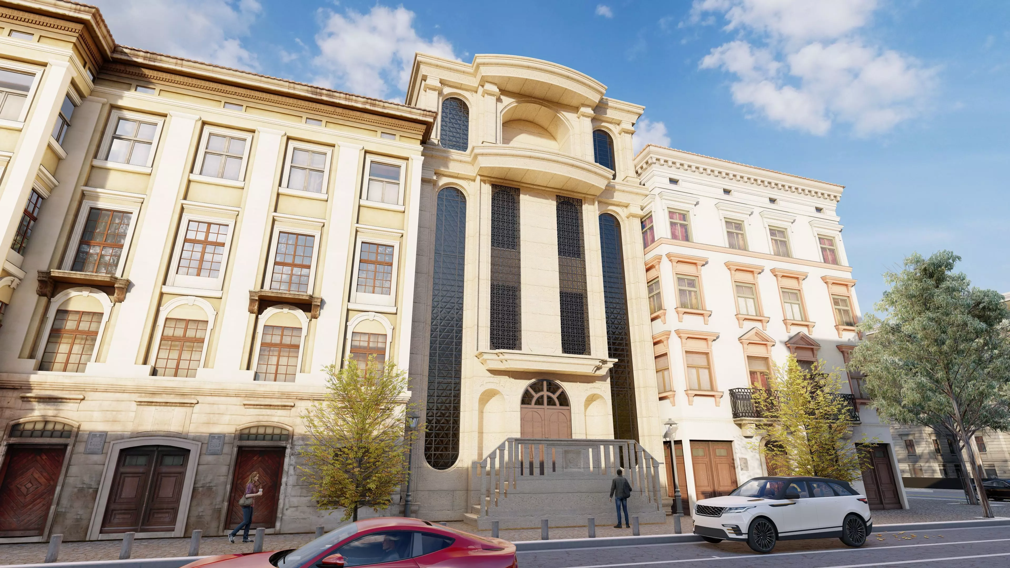 Classic stone facade-Building Classic Facade Element 3D model