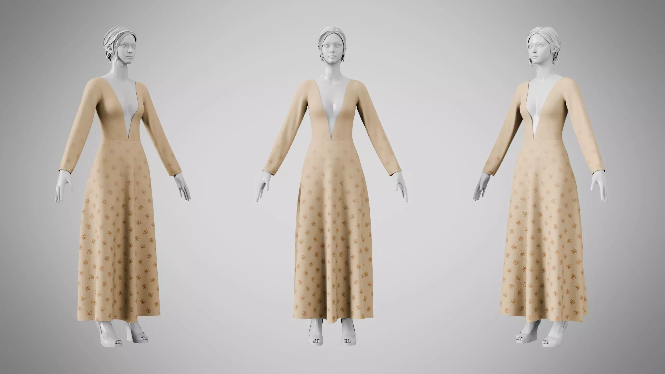Dress 35 Tan Low-poly 3D model